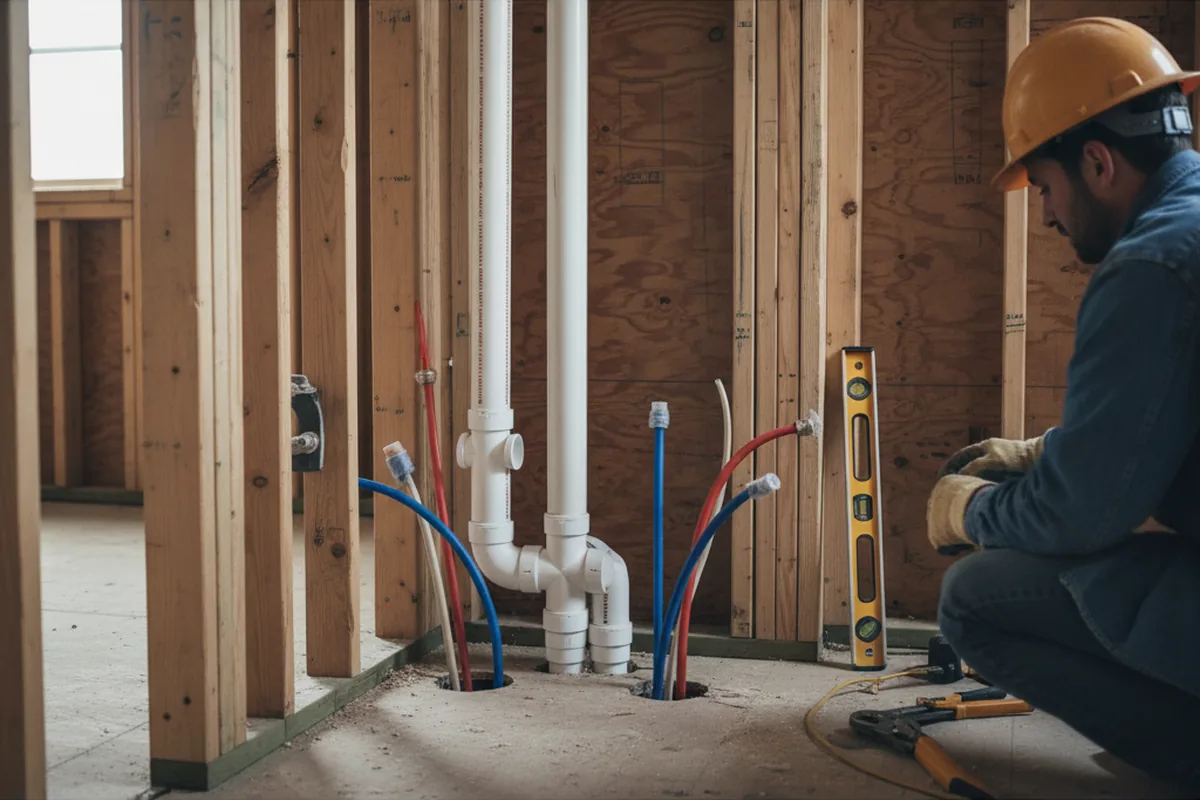 Drain and supply rough-in during Toilet Repair and Installation in Gordon